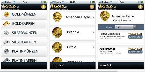 Den aktuellen Goldpreis im Blick mit kostenloser iPhone-App von Gold.de
