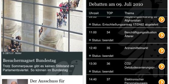 Mit der kostenlosen Bundestag-App für das iPhone und iPod Touch immer wissen was im Deutschen Parlament gerade passiert