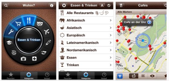 Deutsche App für lokale Suche auf dem iPhone mit Anzeigen im Livebild der Kamera