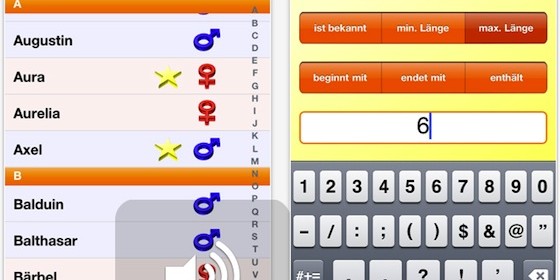 Namensuche leicht gemacht mit der Universal App Vornamen Suche für das iPad und iPhone