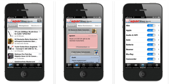 Sparblog.com iPhone-App Screenshots